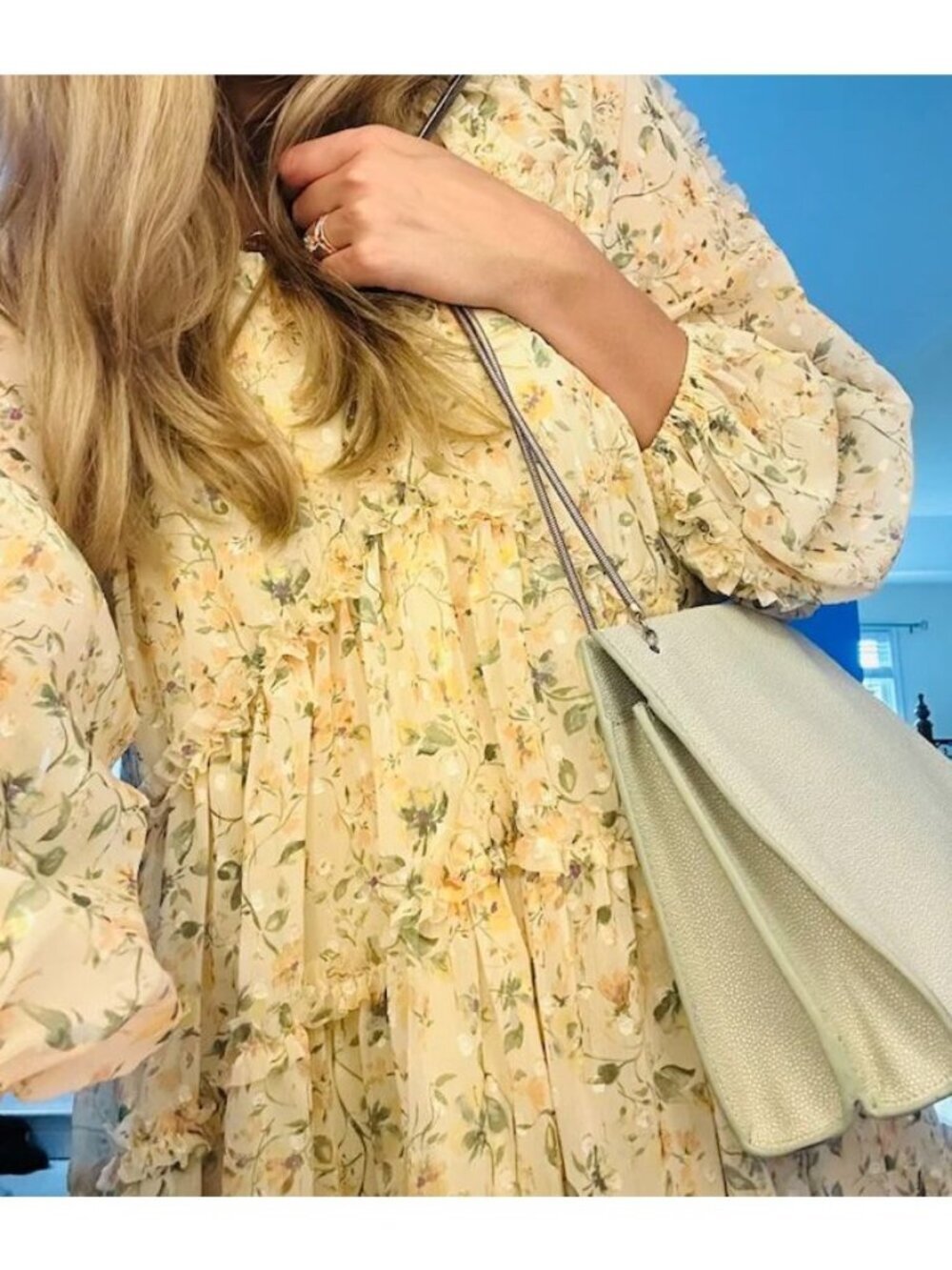 Chelsea28 Womens Floral Tiered Ruffle Long Sleeve Dress Size 2X Yellow SP NWT